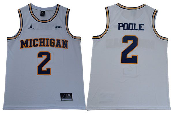 Men Michigan Wolverines #2 Poole White NBA NCAA Jerseys->ncaa teams->NCAA Jersey